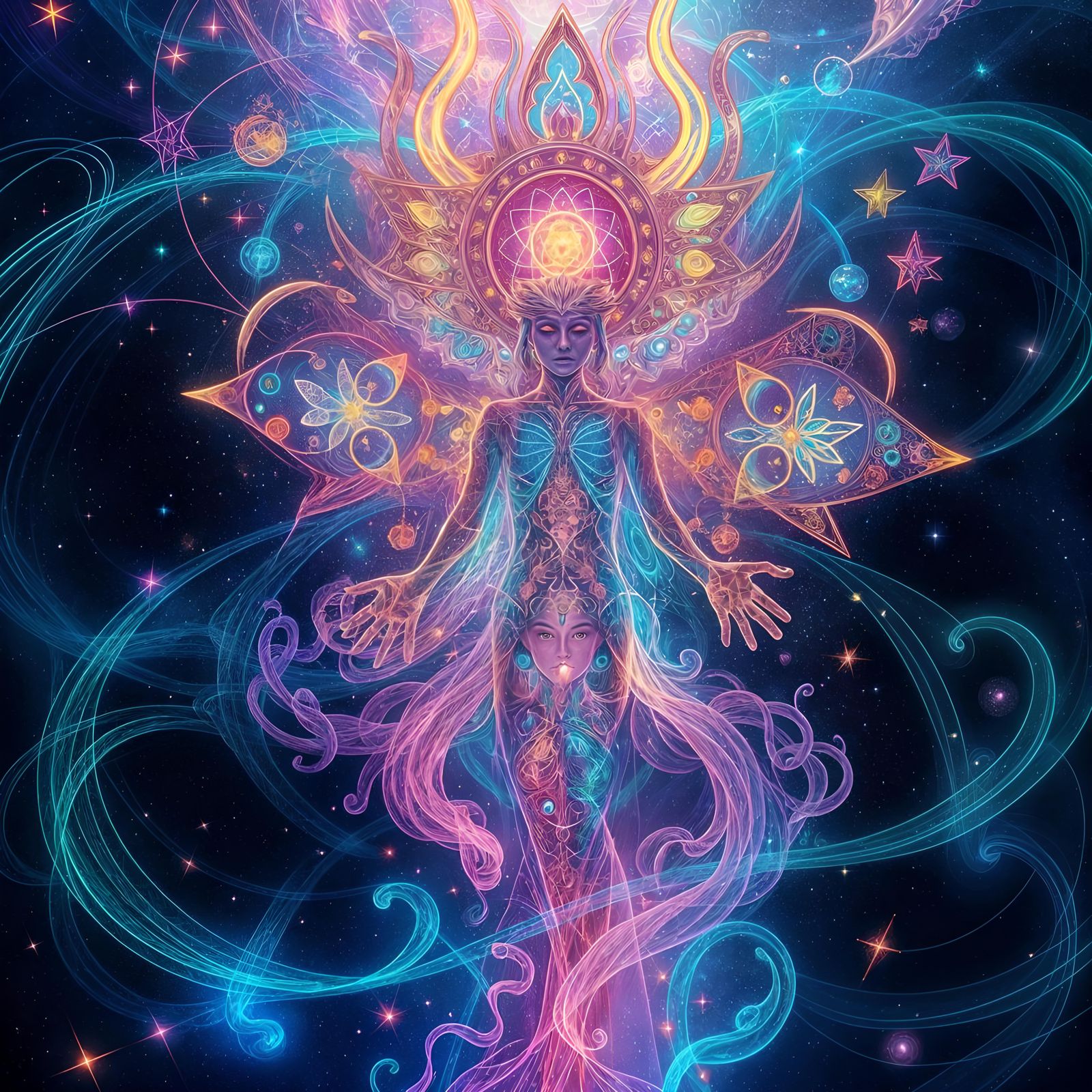 Psychedelic Astral Cosmic Illustration by Pablo Amaringo