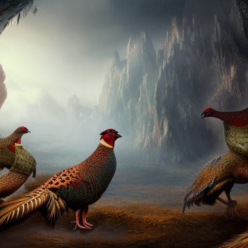 Detailed Matte Painting of a Colorful Pheasant