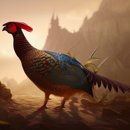 Detailed Matte Painting of a Colorful Pheasant
