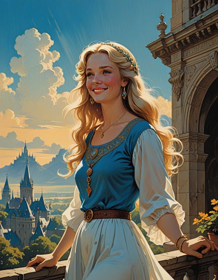 Medieval Princess in Classic 70s Dark Fantasy Style