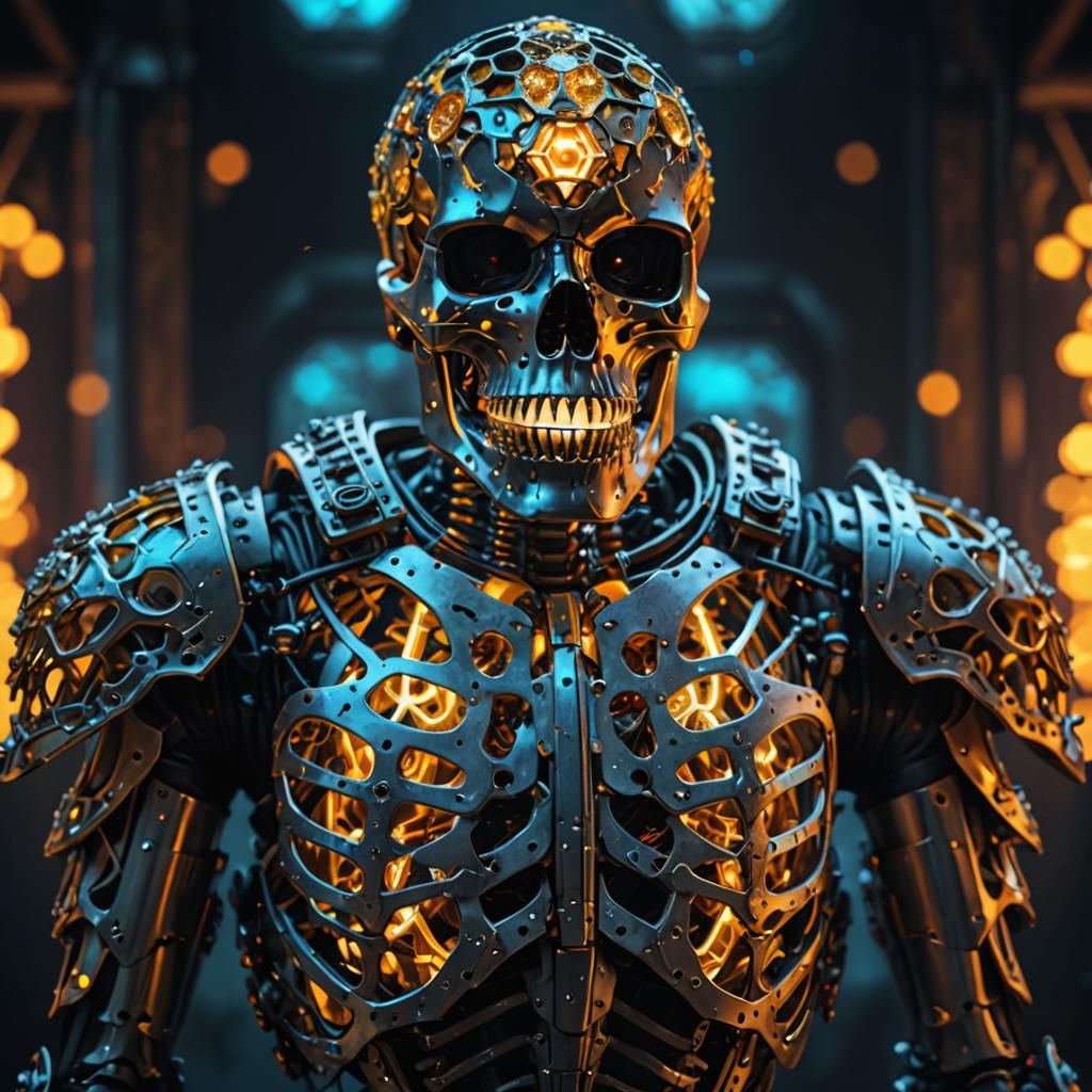 Octagon Skeleton Portrait in Double Exposure