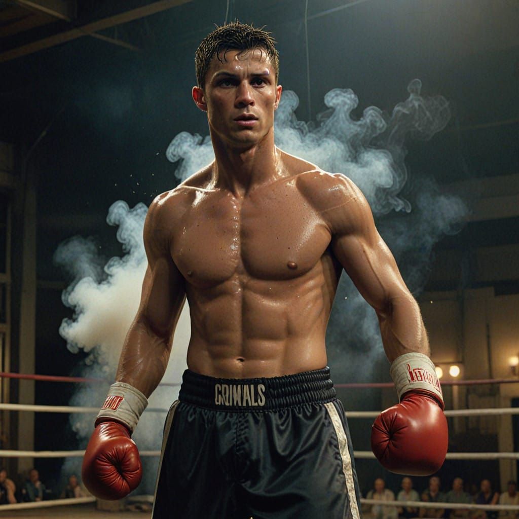 Cinematic Boxing Portrait in Film Noir Style