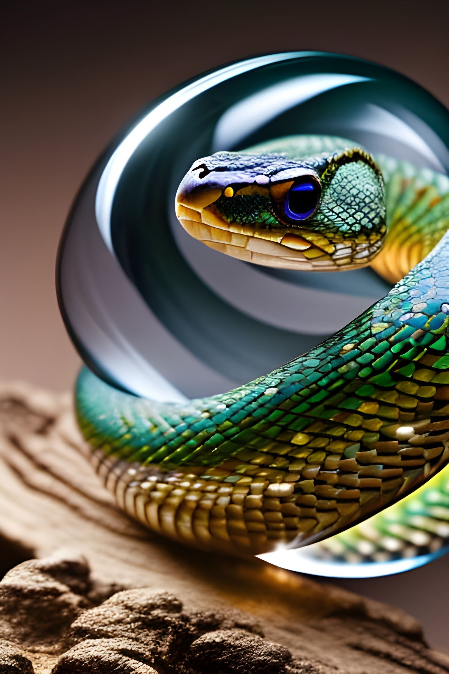 Cobra in Crystal Orb: Hyperdetailed Fantasy Art