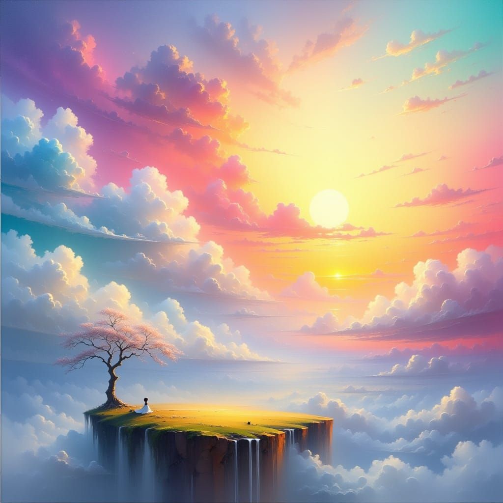 Dreamy Hyperreal Sky with Pastel Hues and Delicate Ice Cryst...