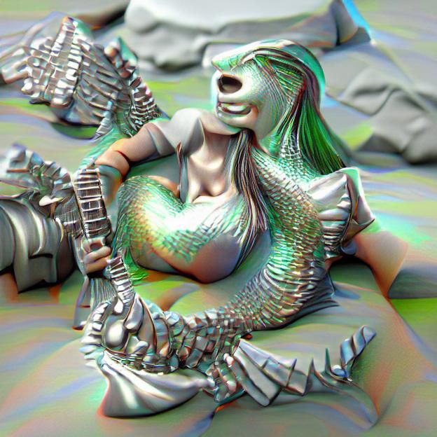 Dark Mermaid Scene in Heavy Metal Style