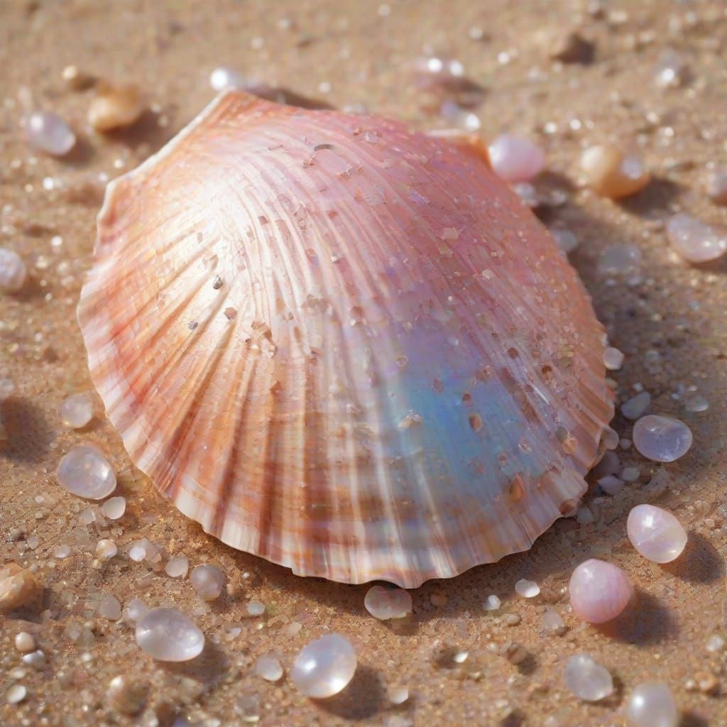 Vibrant Pink Seashell in Golden Hour