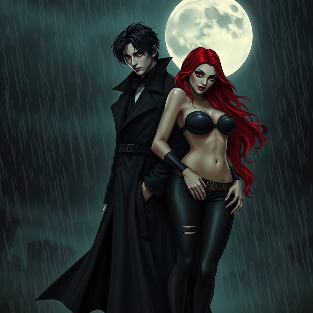 Vampires in Rainy Night, Blending Dark Romanticism