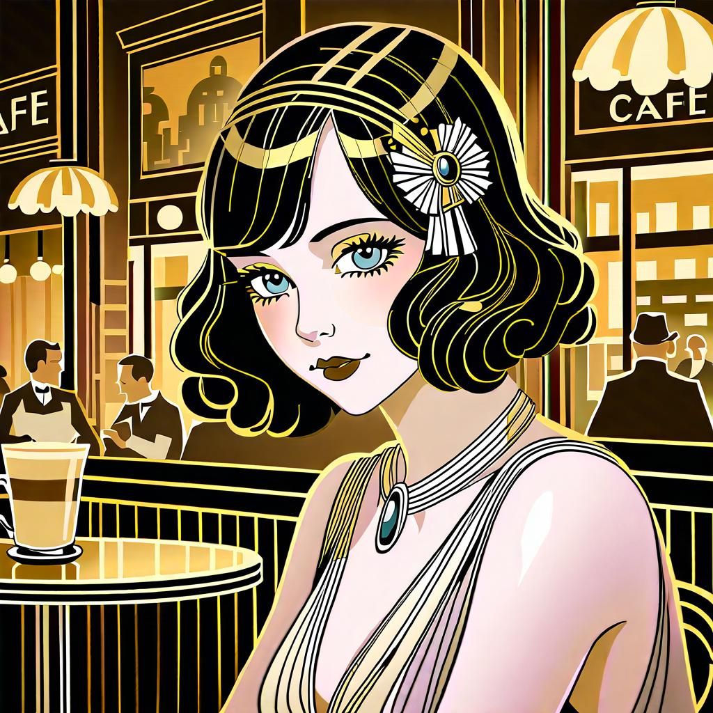 1920s French Ingenue Portrait in Art Deco Style