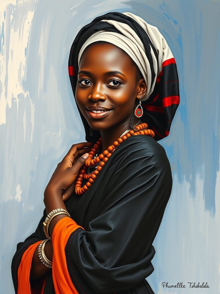 Confident Maasai Woman Portrait in Acrylic Style
