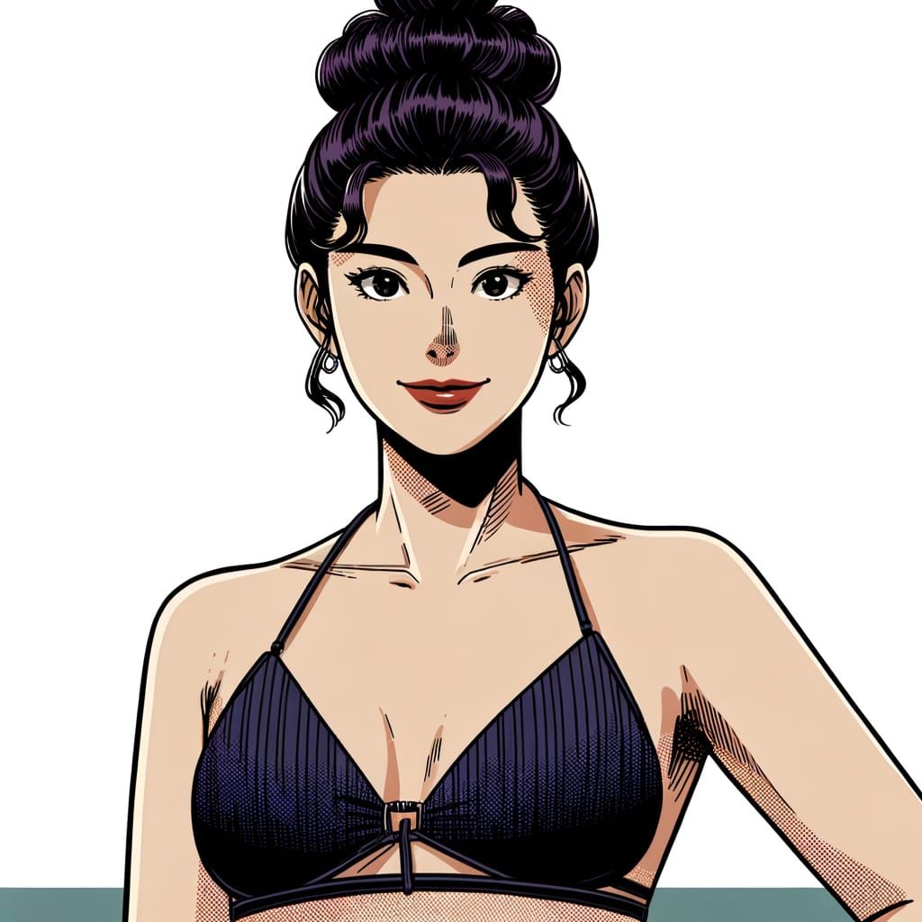 Japanese-Inspired Manga Woman in Bikini