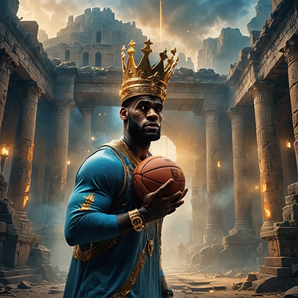 LeBron James as King in Mystical Arena, Fantasy Art