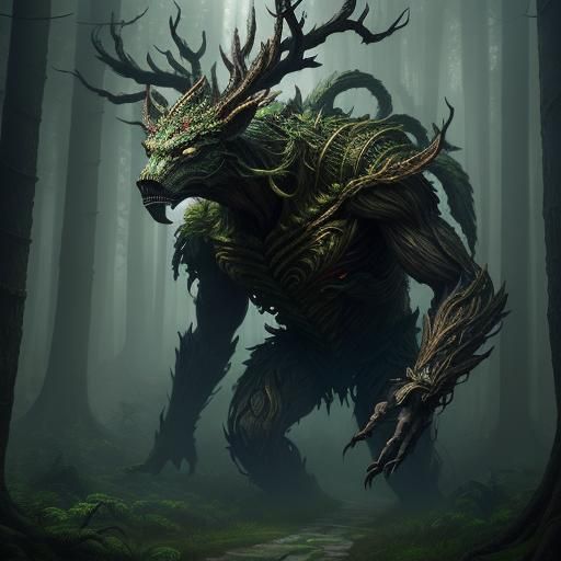 Forest Elemental in Human Form: Digital Painting