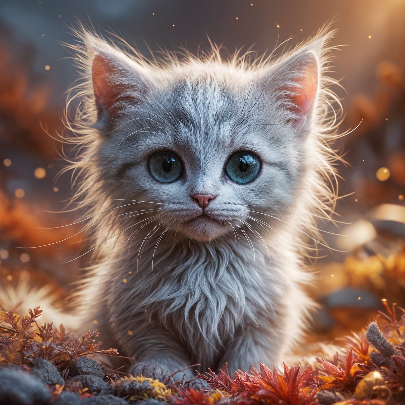 Adorable Shy Kitten with Big Blue Eyes