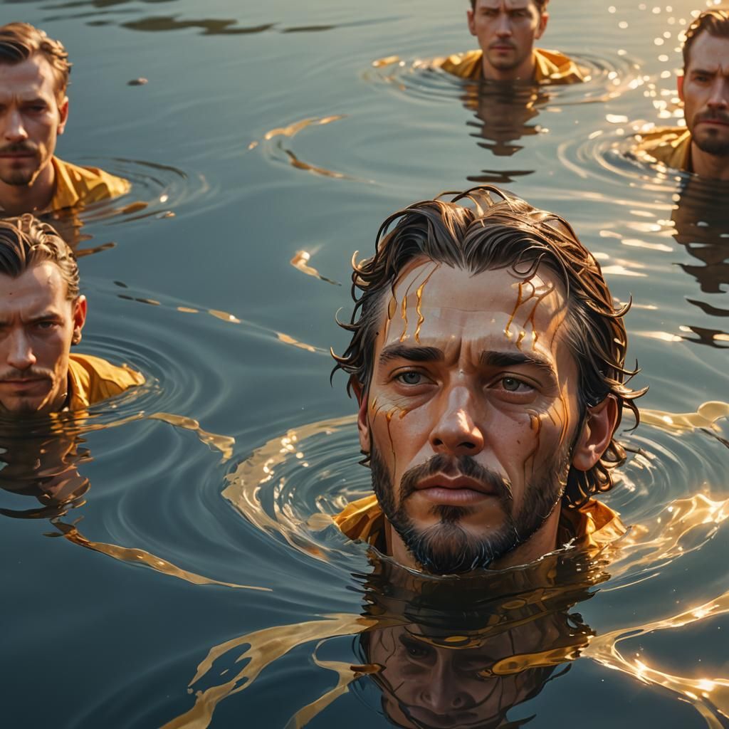 Wax Immortals Floating Above Water: Concept Art