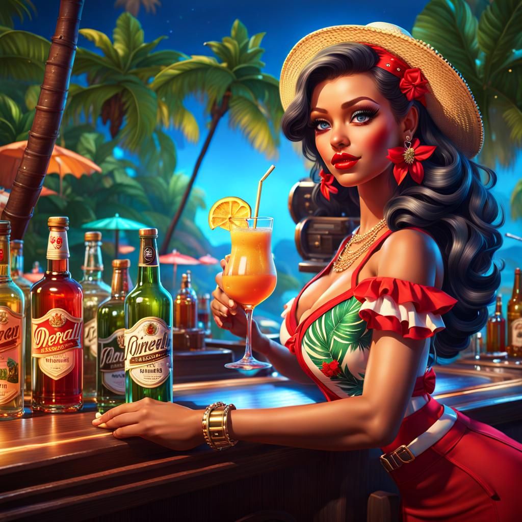Gorgeous Bartender at a tropical island getaway