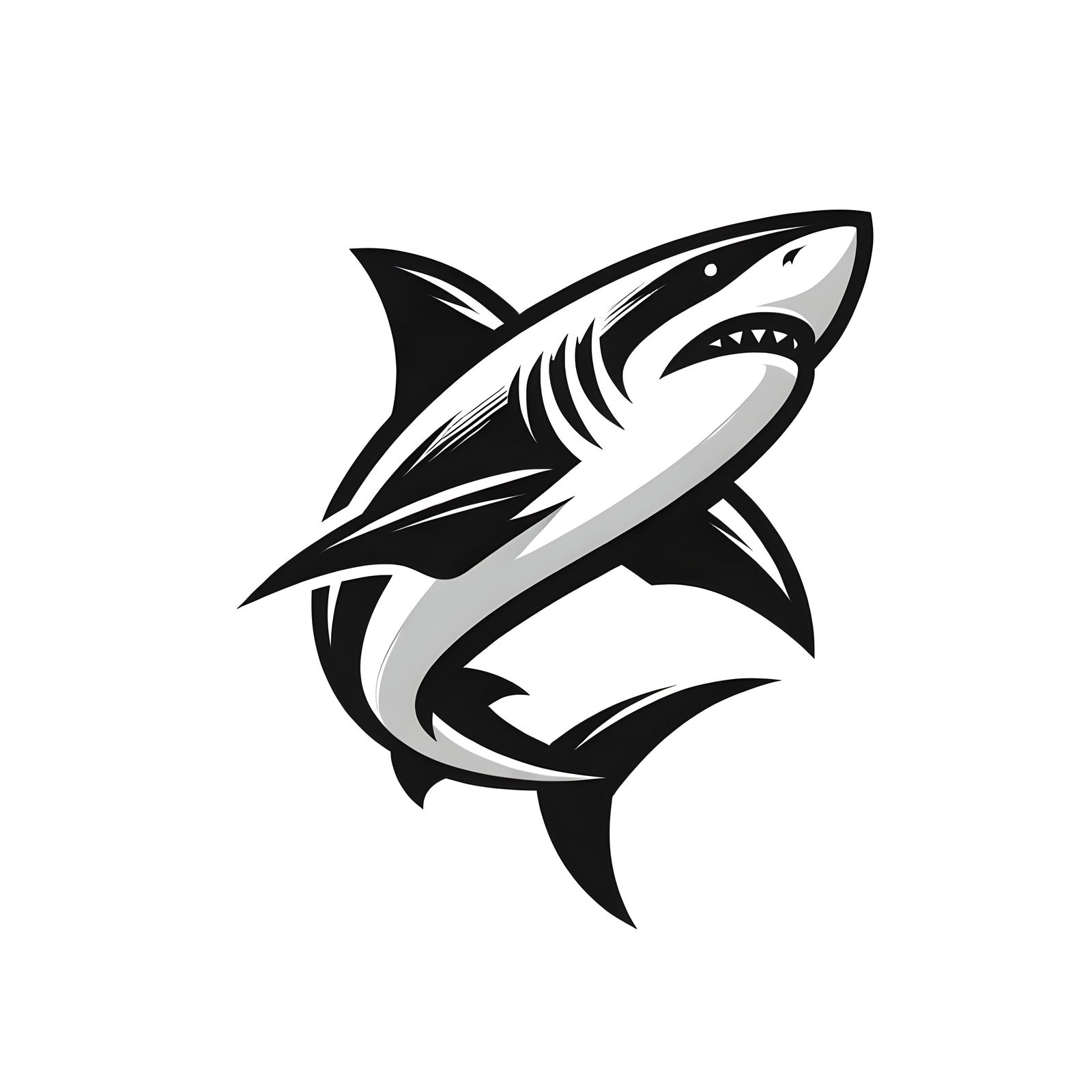 Monochrome Vector Logo of a Powerful Shark