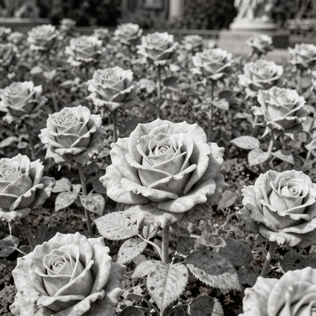 Marble Roses Sculpture Garden in Stark Realism