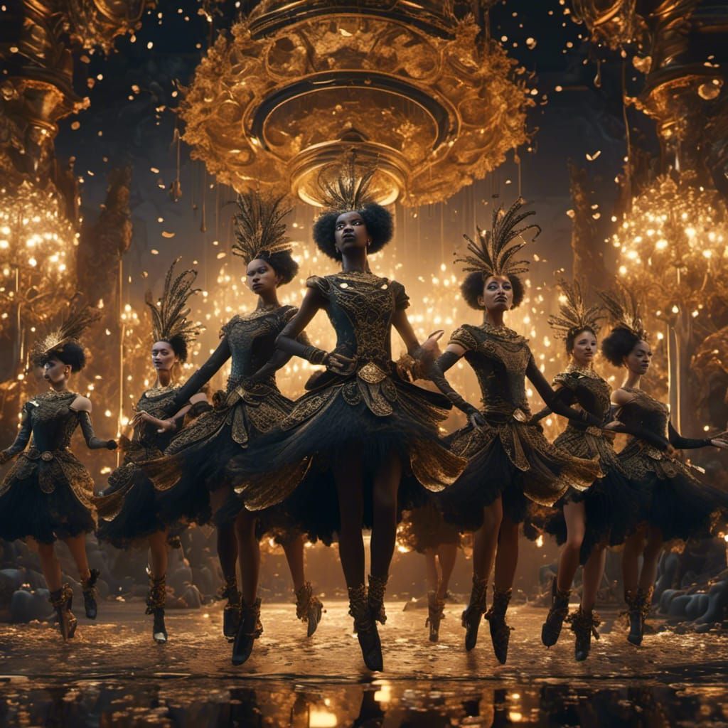 Tap Dancers' Finale in Gold and Black