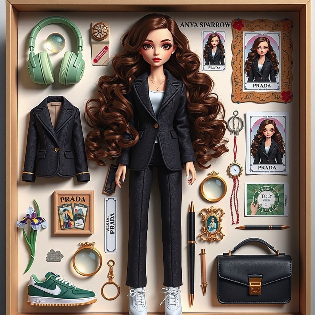 Confident Girl Action Doll in Chic Black Business Suit