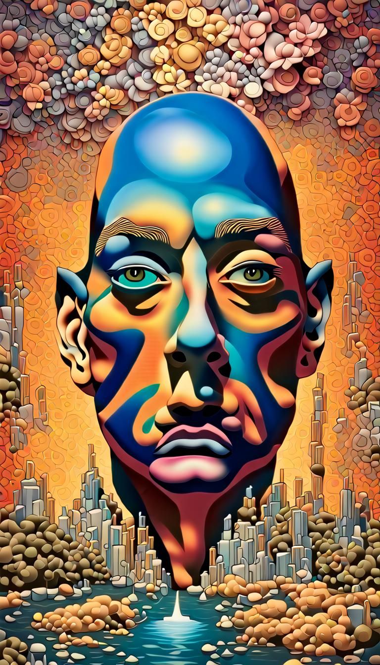 Rainbow Neon Crystal Architecture in Maximalist Style