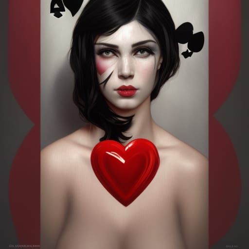 Masked Girl with Cards: Hyperdetailed Digital Portrait