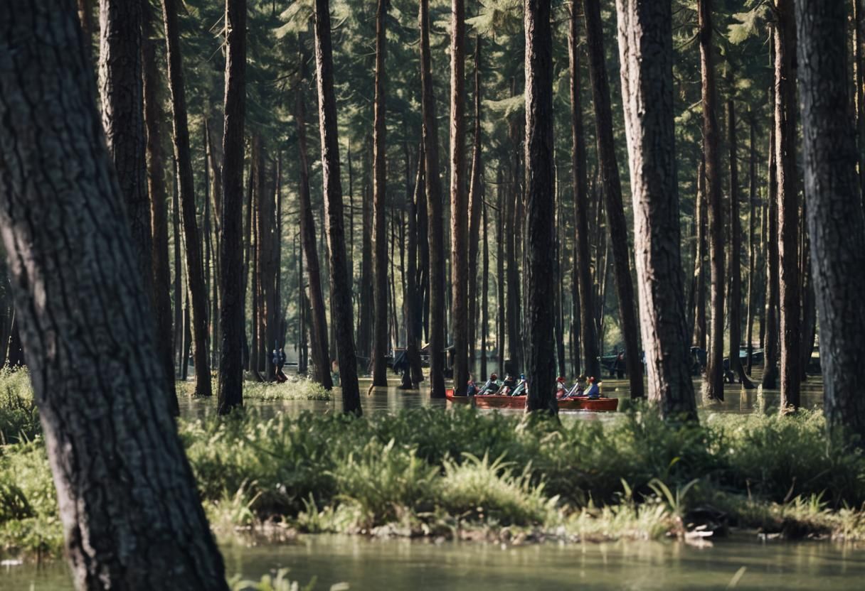 Idyllic Lakeside Wood Scene in Natural Light
