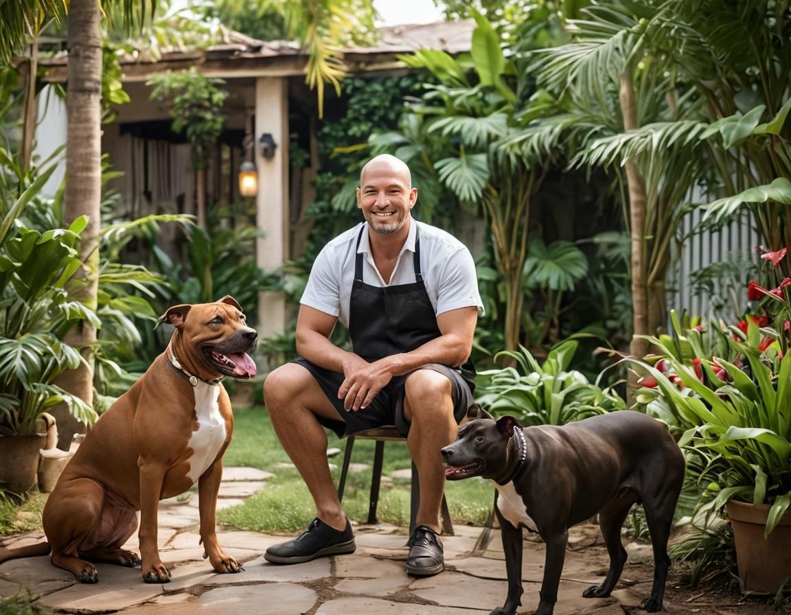 Man Grilling with Family in Nicaragua, Outdoor Portrait