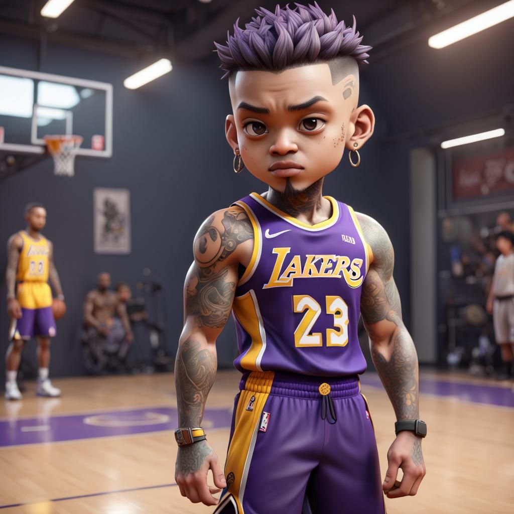 Basketball player lakers as cartoon