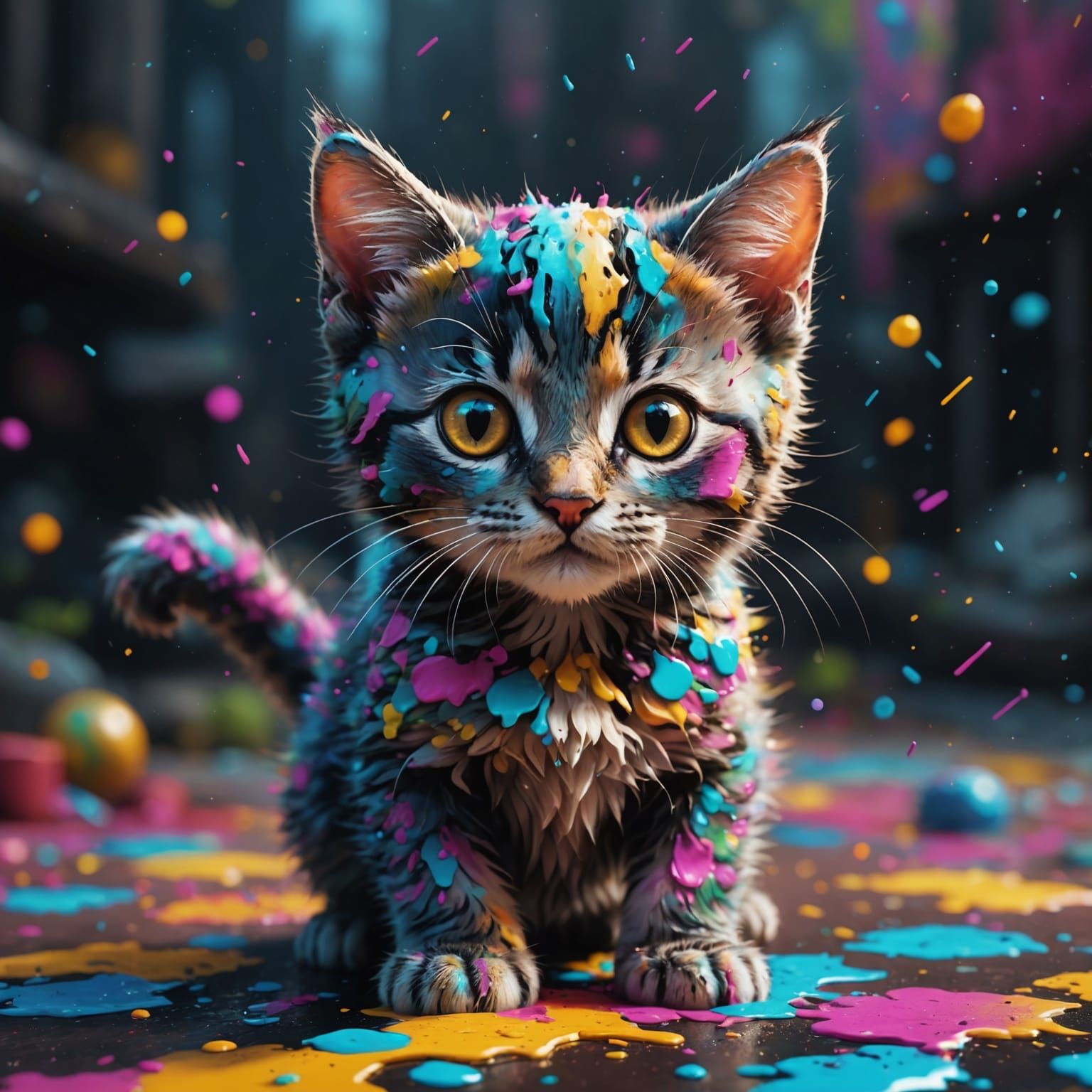 Colorful Kitty in Detailed Matte Painting Style
