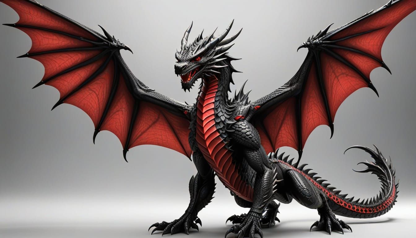 A Red Carbon Fiber Dragon in Flight