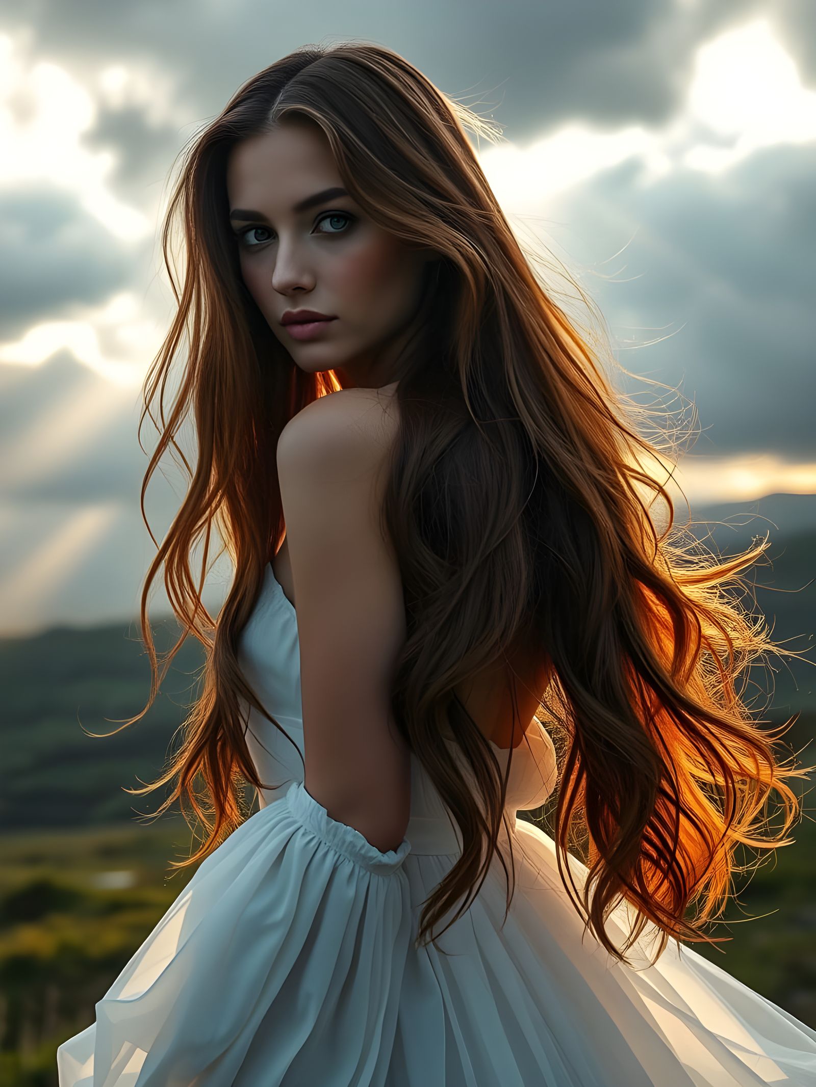 Ethereal Irish Goddess in Hyperrealistic Portrait