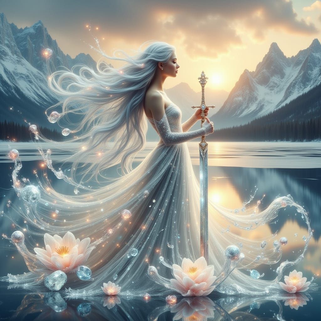 Enchanting Elf on Frozen Lake with Diamonds