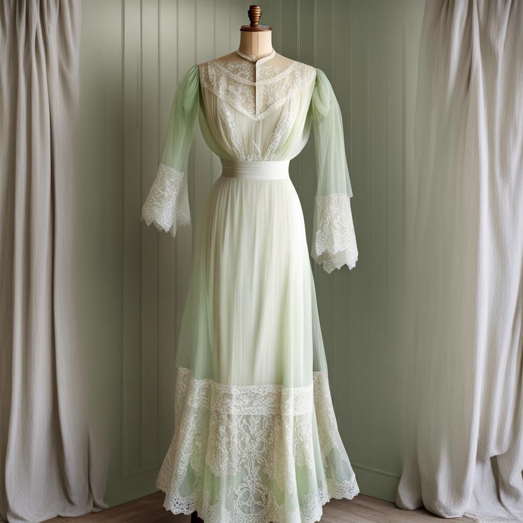 Edwardian White Lace Dress on Dress Form