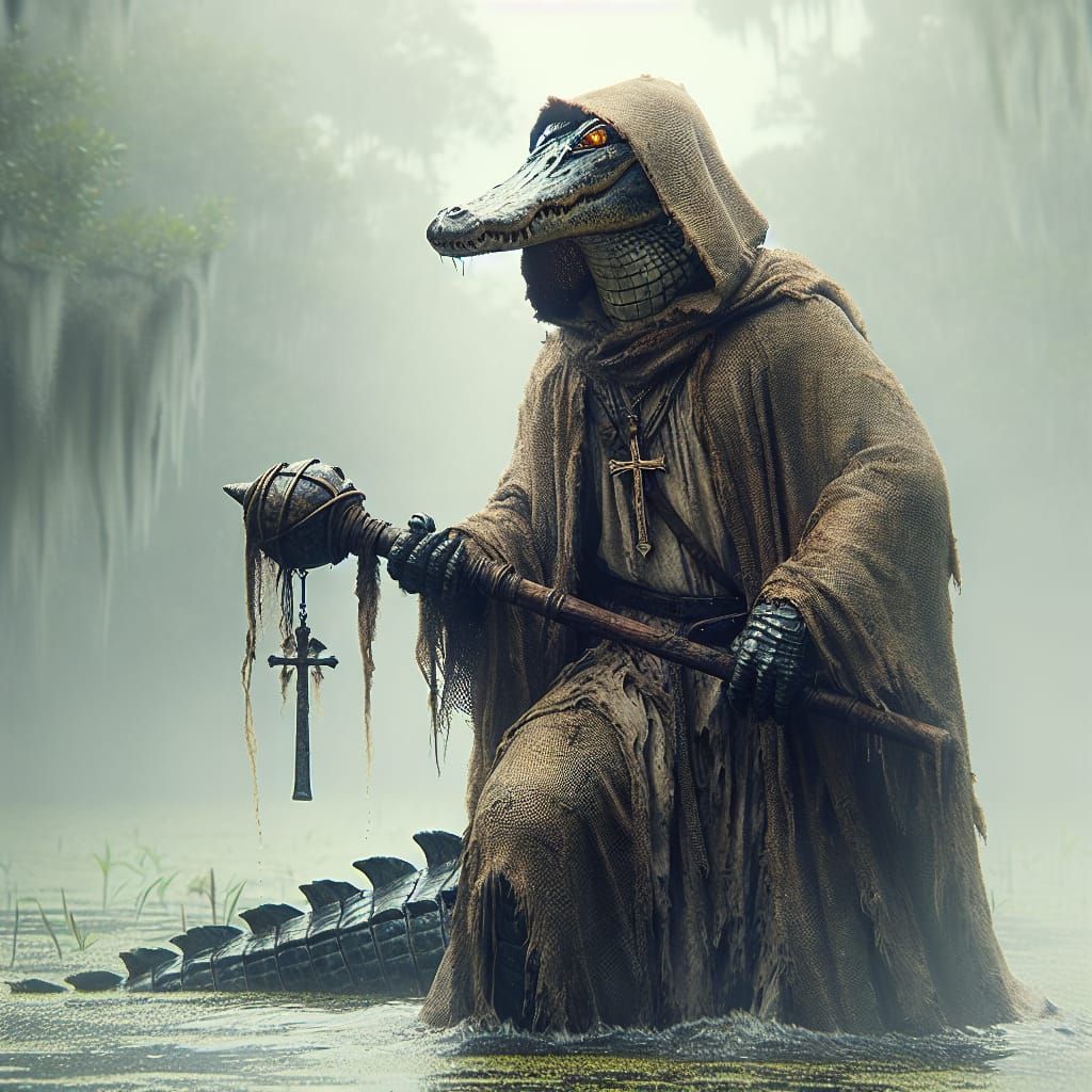 Alligator Warrior in Romantic Era Fantasy Style