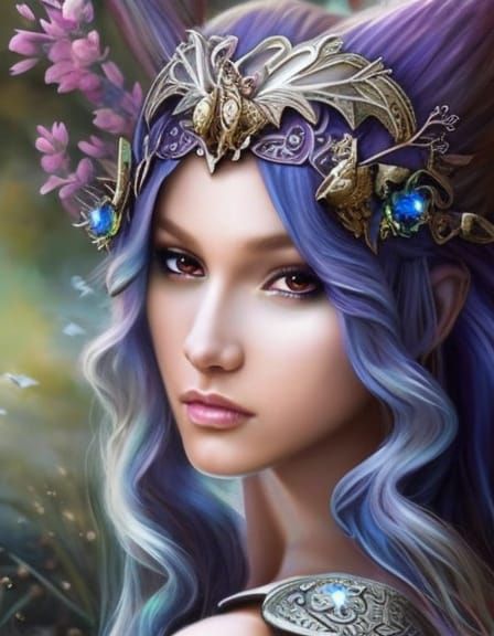 Fairy Knight in Elven Armor, Watercolor Fantasy