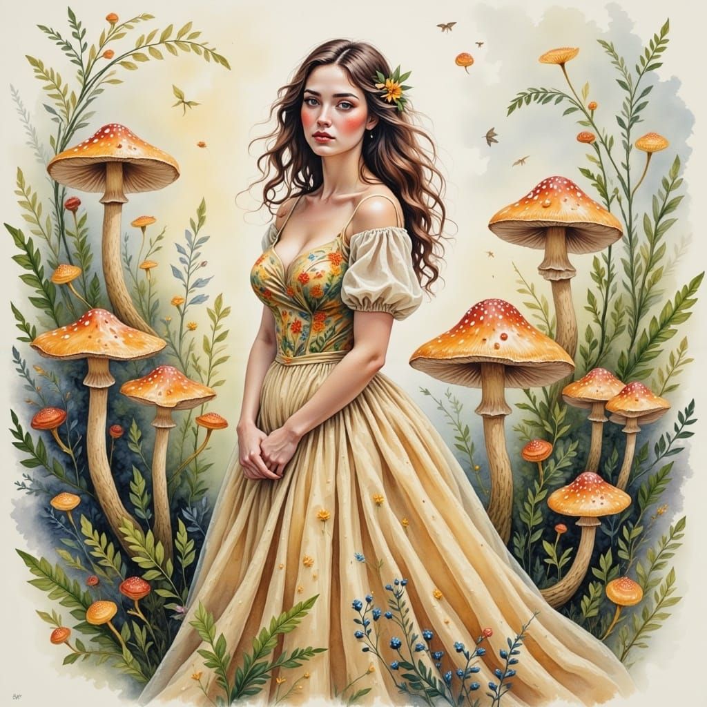 Enchanted Forest Maiden in Whimsical Woodland