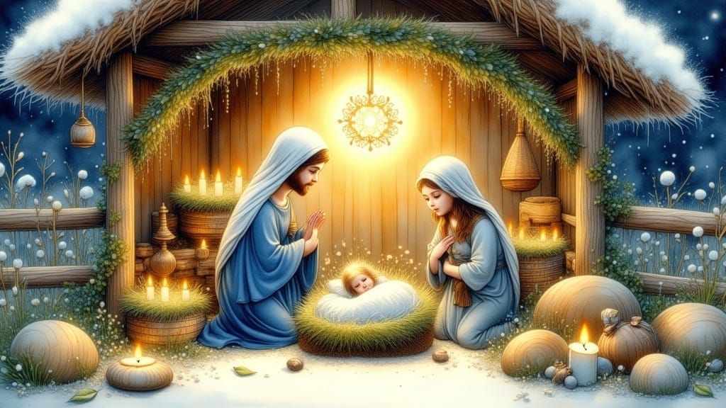 Whimsical Nativity Scene in Vintage Style