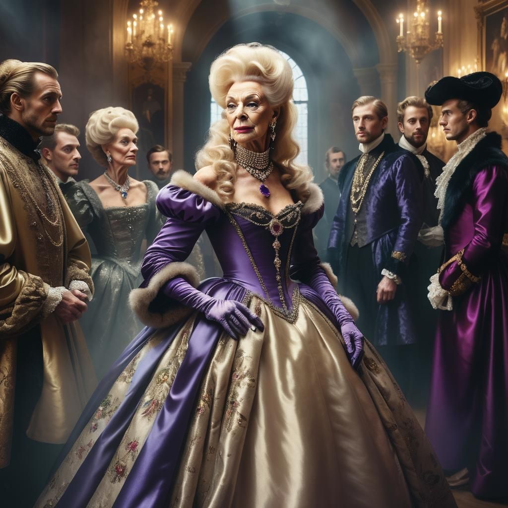 Baroque Portrait of Elderly Transvestite in Royal Court