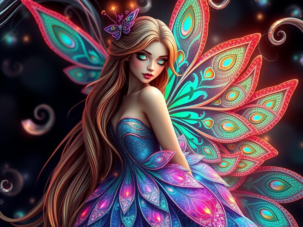 Iridescent Fairy in 3D Art, Passionflower Inspiration