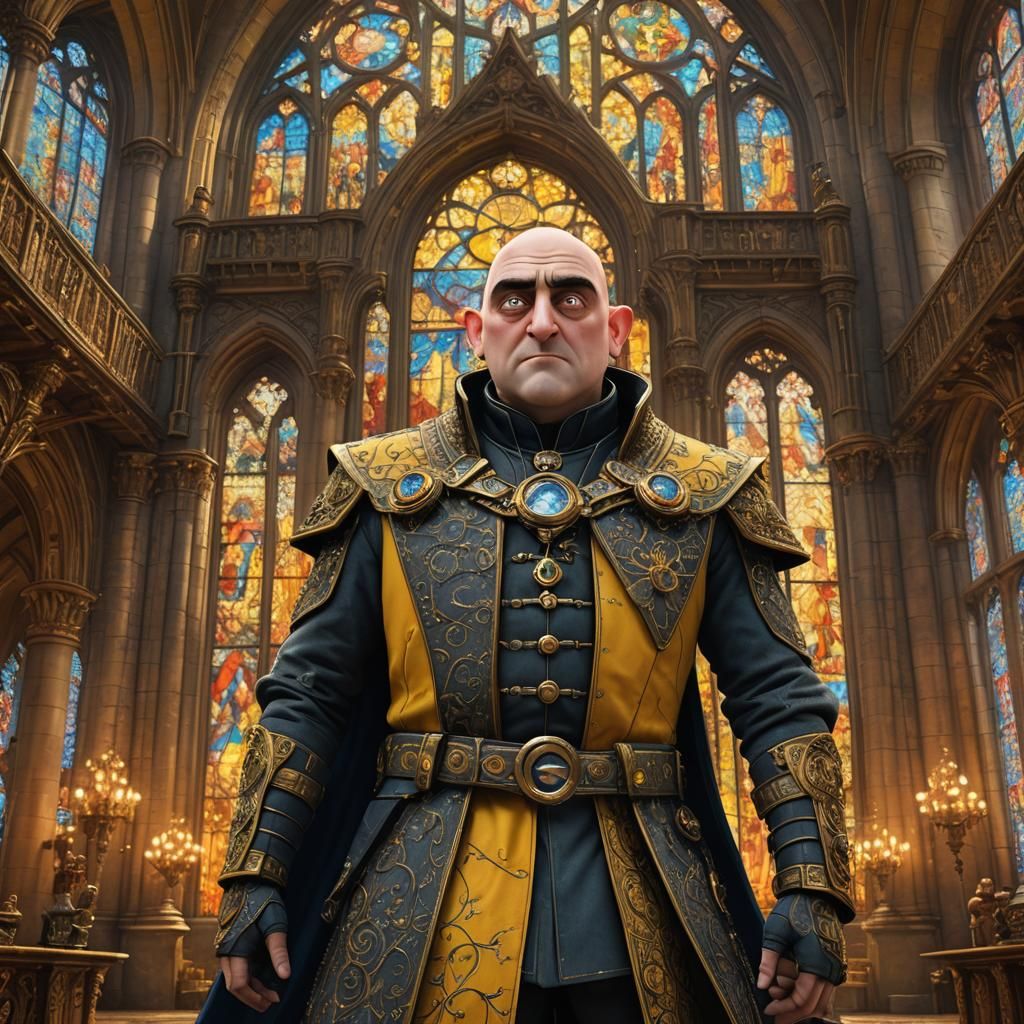 Gru in Grand Yellow Castle: Digital Art
