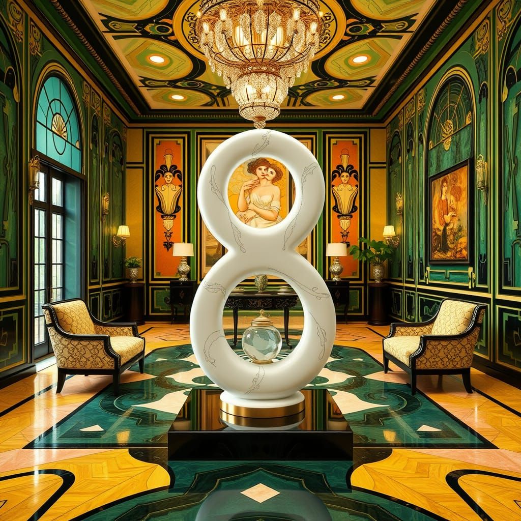 Elegant Art Deco Number 8 in Opulent Vintage-Style Setting
