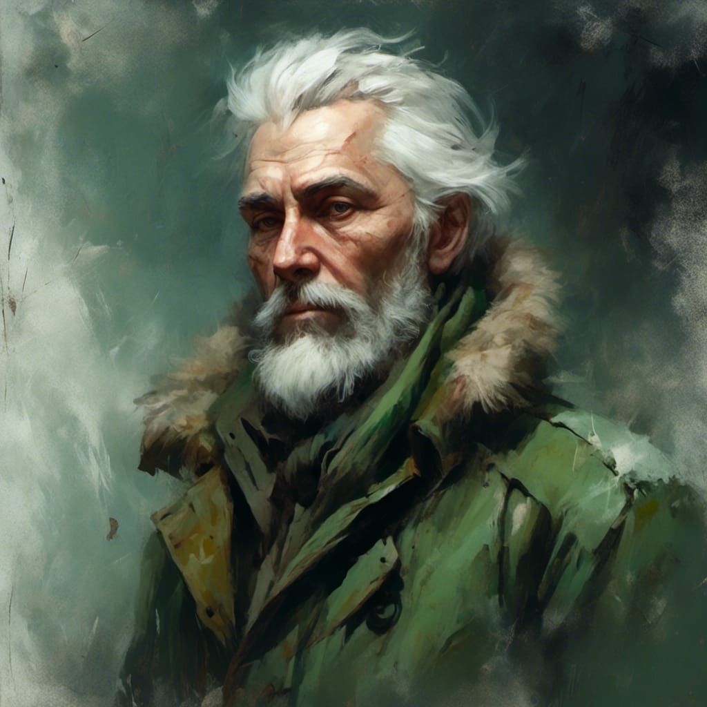 Intriguing Explorer in Taiga, Detailed Portrait