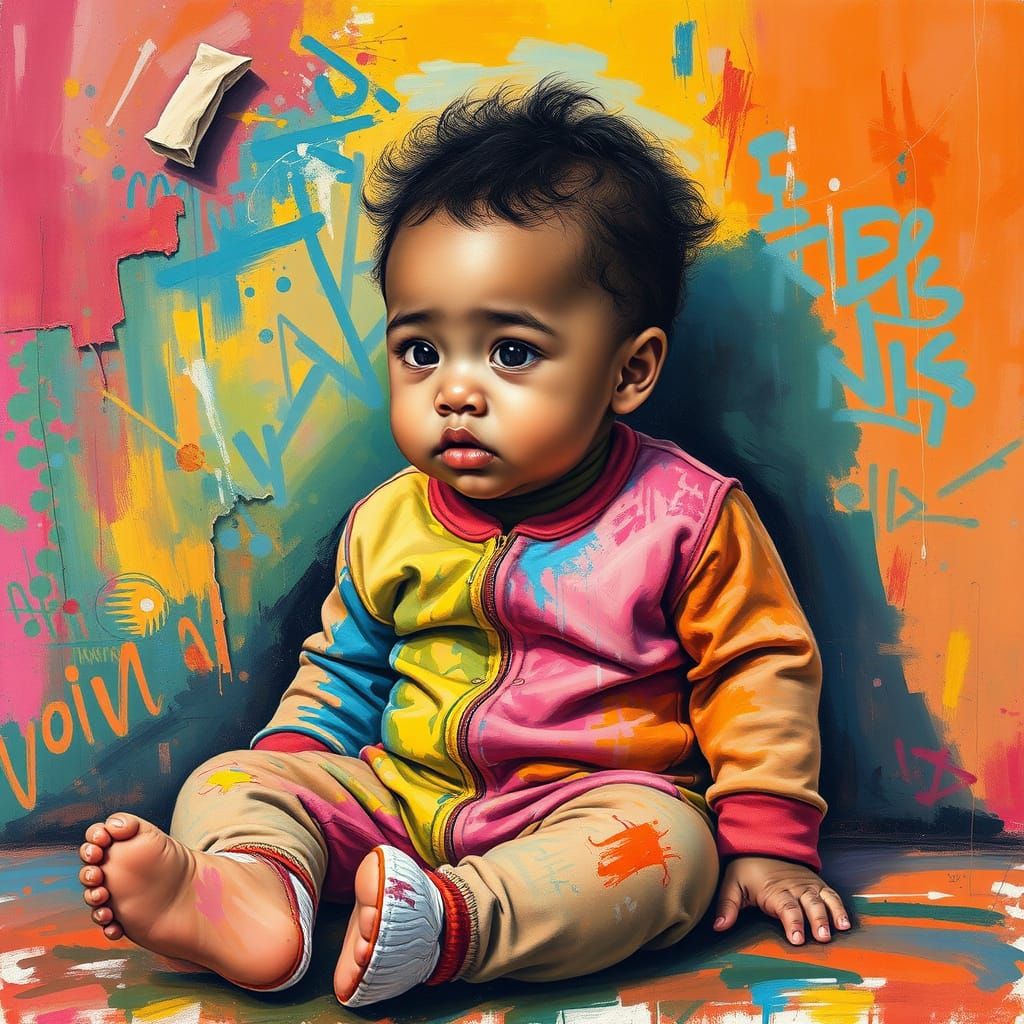 Vibrant Portrait of a Child in a Maximalist Masterpiece