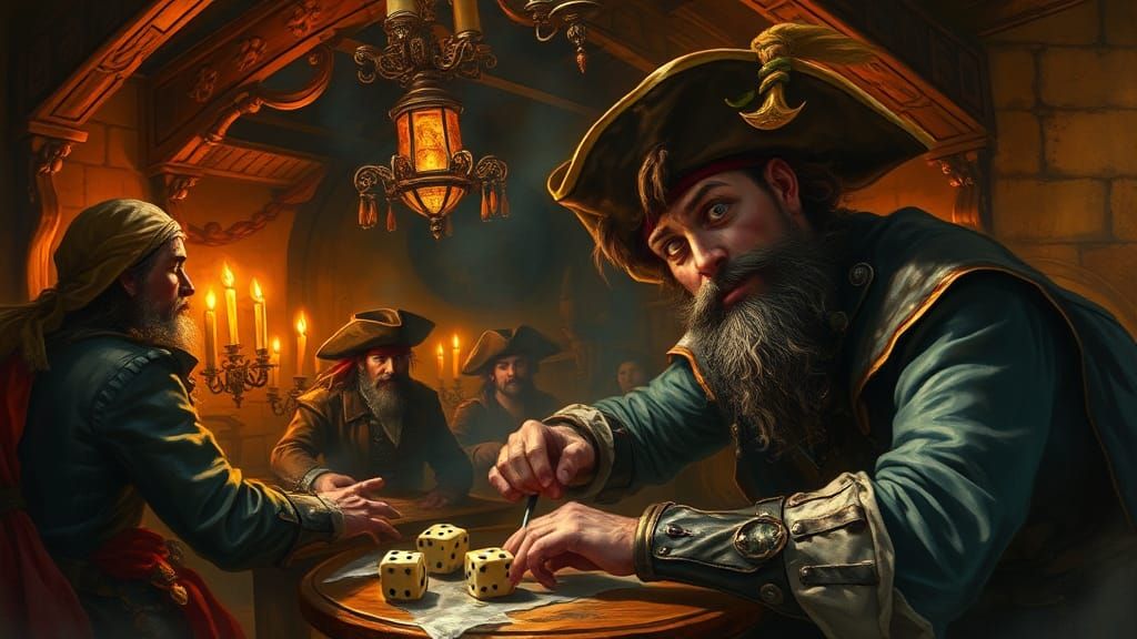 Pirate in Stormy Tavern: A Baroque Painting