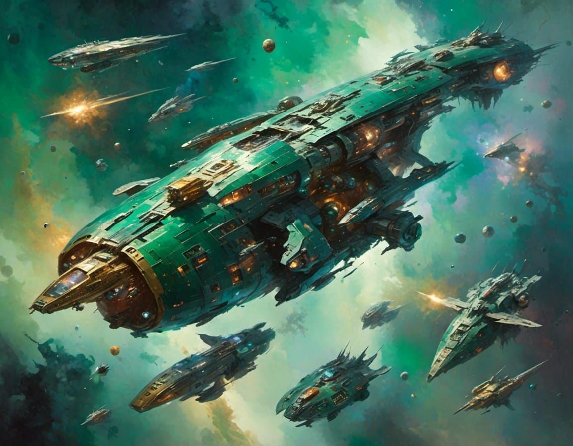 Gemstone Spaceships Fleet Soaring Nebula