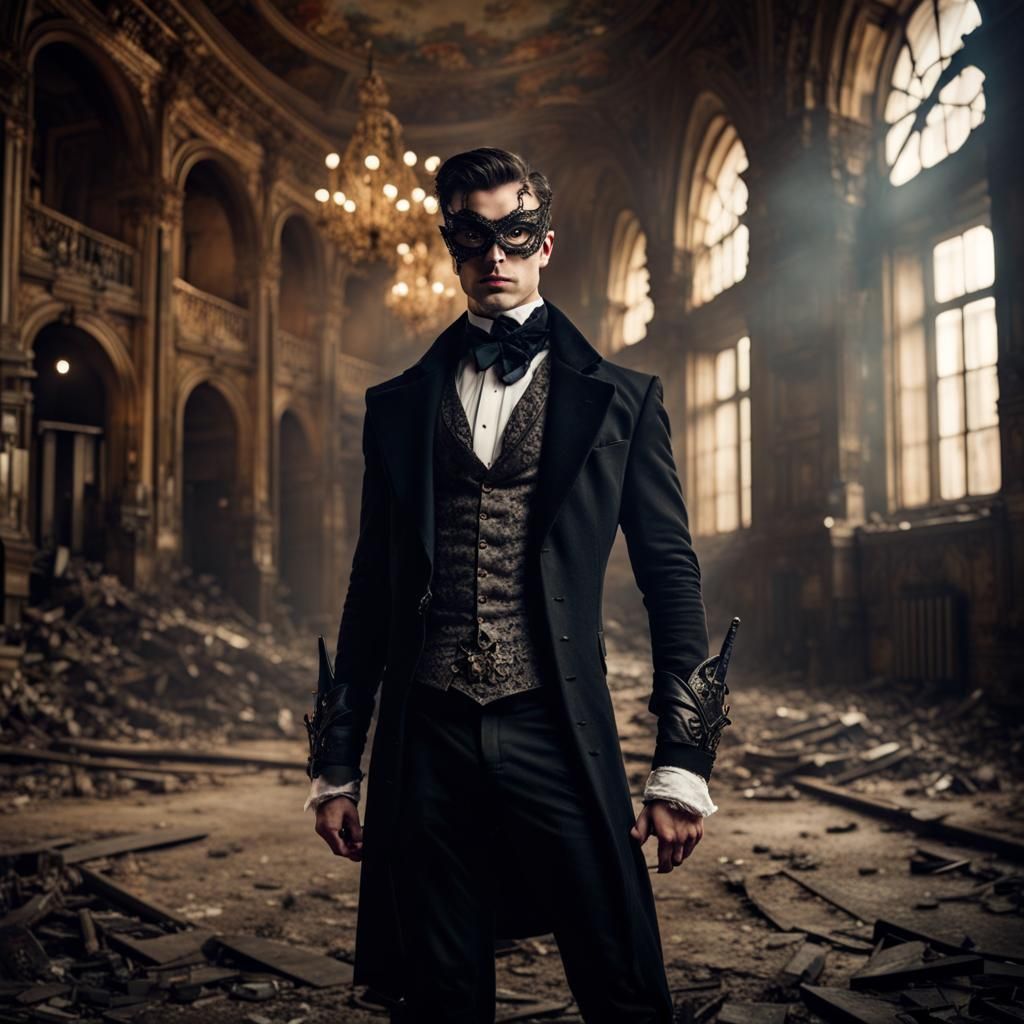 Vampire in Lace Mask at Opera, Steampunk Style