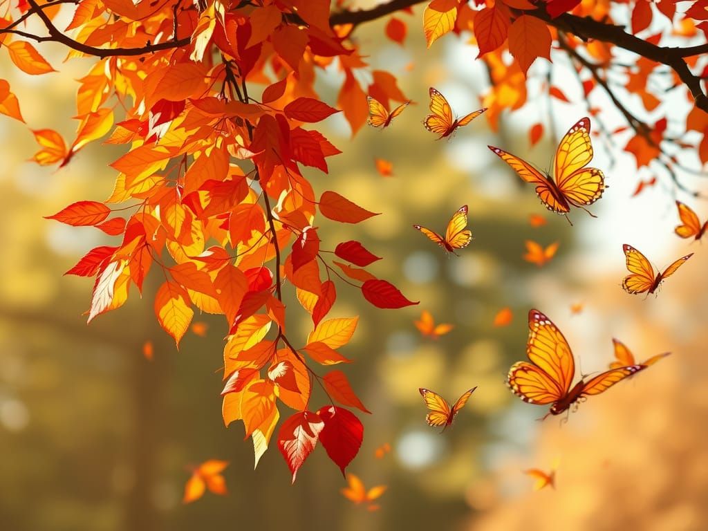Autumn Leaves Transform to Butterflies in Ethereal Light