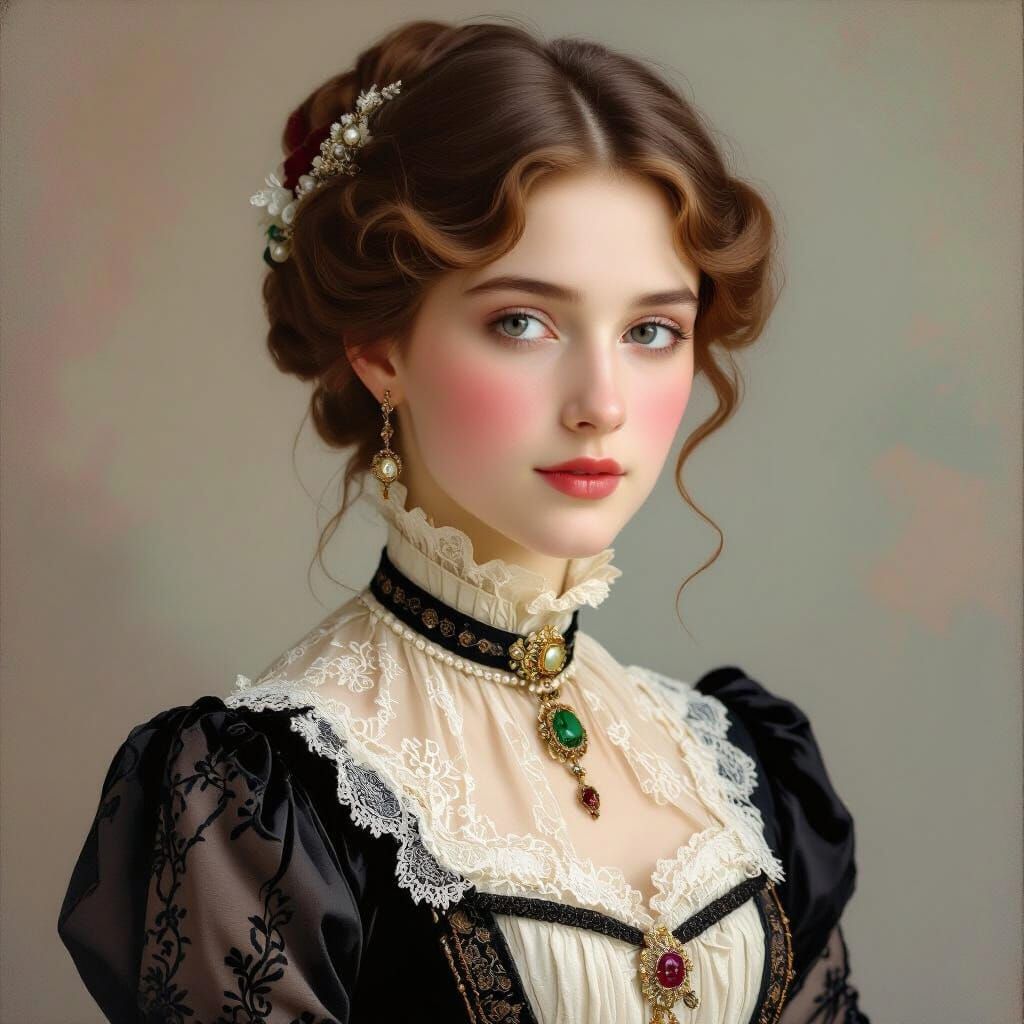 Victorian Woman with Blush, in Pre-Raphaelite Style