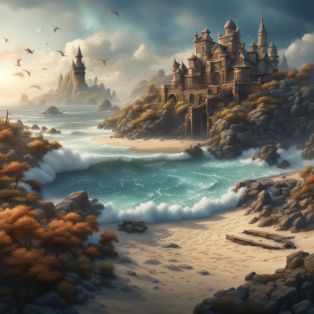 Detailed Beach Matte Painting in Unreal Engine