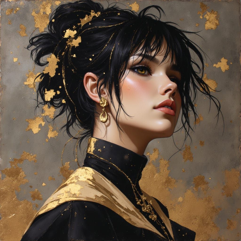 Elegant Black and Gold Abstract Art